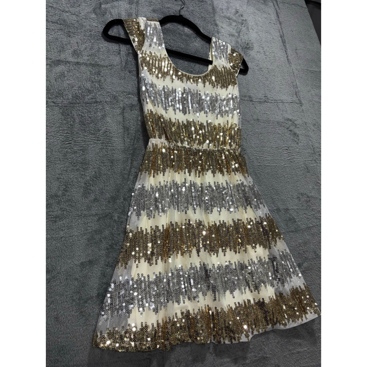 Rue21 S Gold Silver Sequin Fit & Flare Womens Dress Festival
