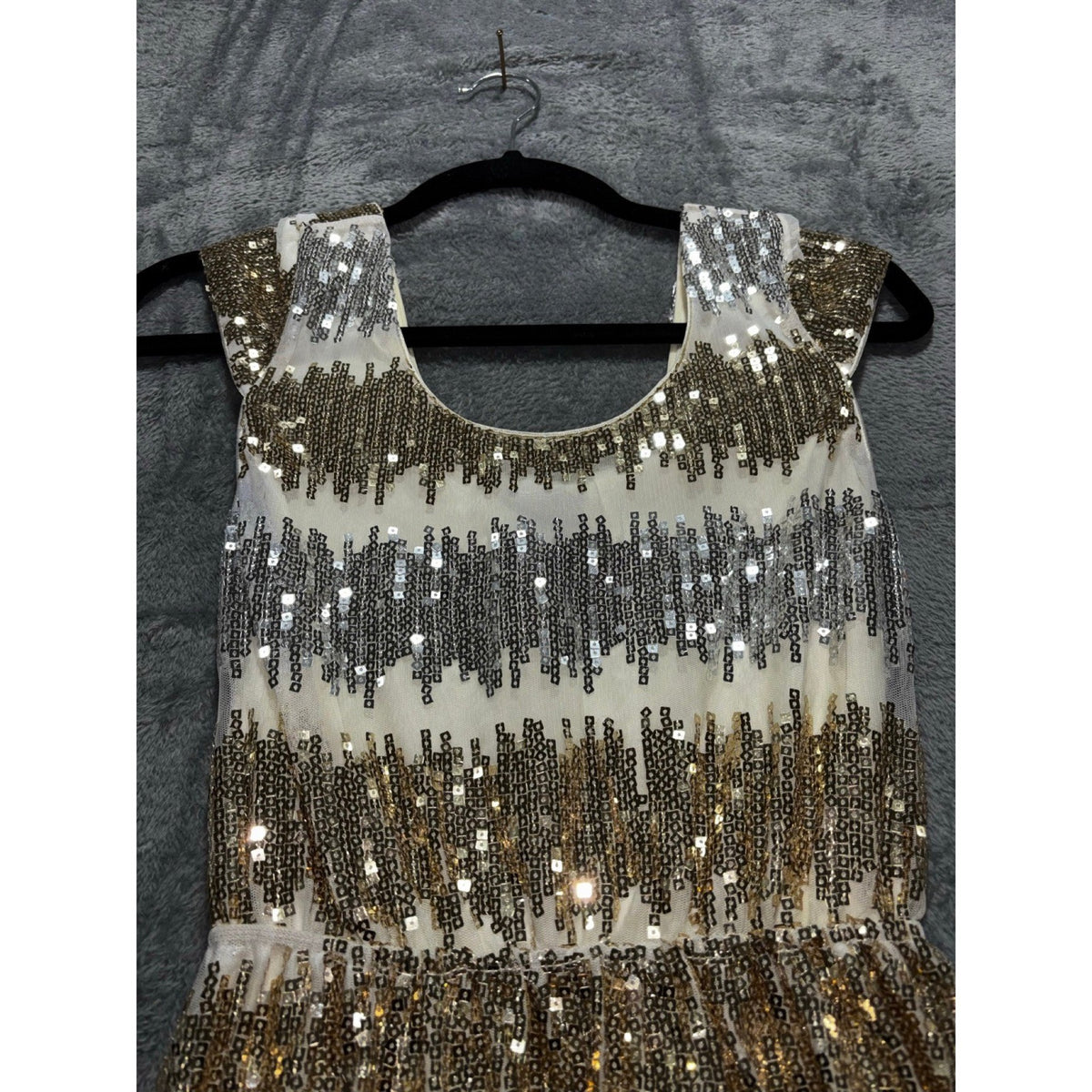 Rue21 S Gold Silver Sequin Fit & Flare Womens Dress Festival
