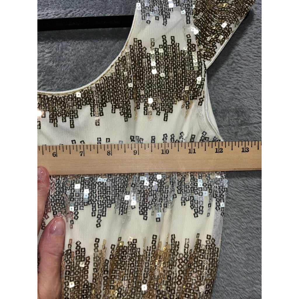 Rue21 S Gold Silver Sequin Fit & Flare Womens Dress Festival