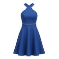Charlotte Russe Womens XS Royal Blue Halter Neck Fit & Flare Dress Party