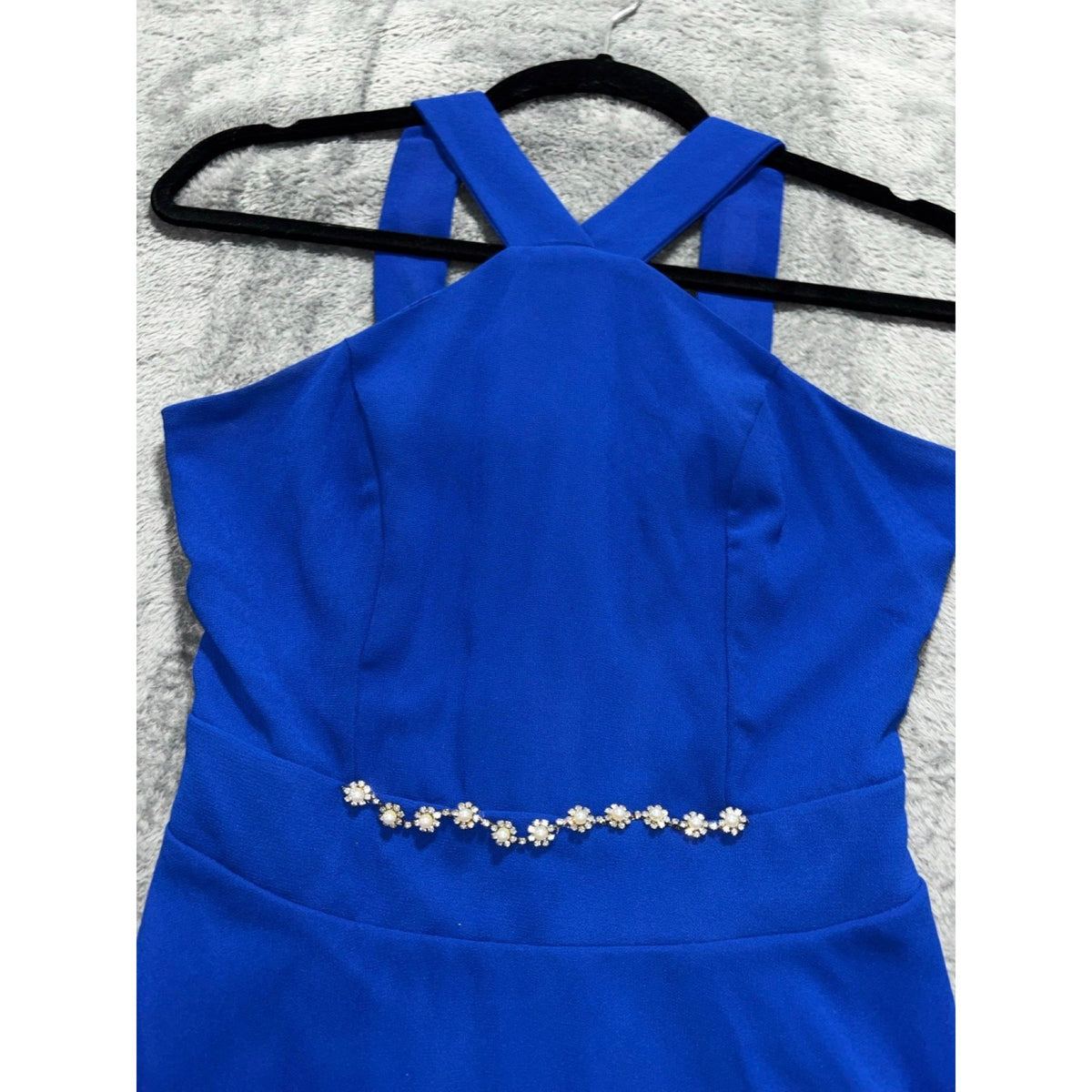 Charlotte Russe Womens XS Royal Blue Halter Neck Fit & Flare Dress Party