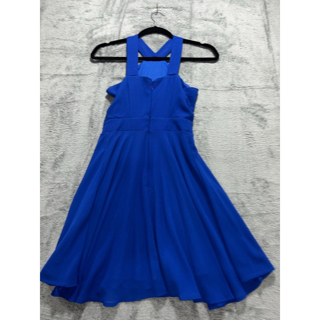Charlotte Russe Womens XS Royal Blue Halter Neck Fit & Flare Dress Party