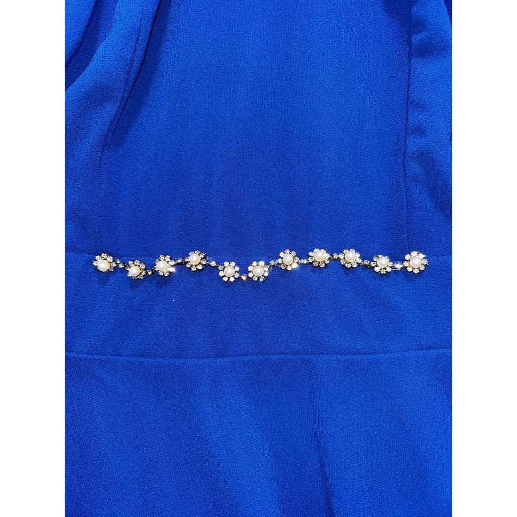 Charlotte Russe Womens XS Royal Blue Halter Neck Fit & Flare Dress Party