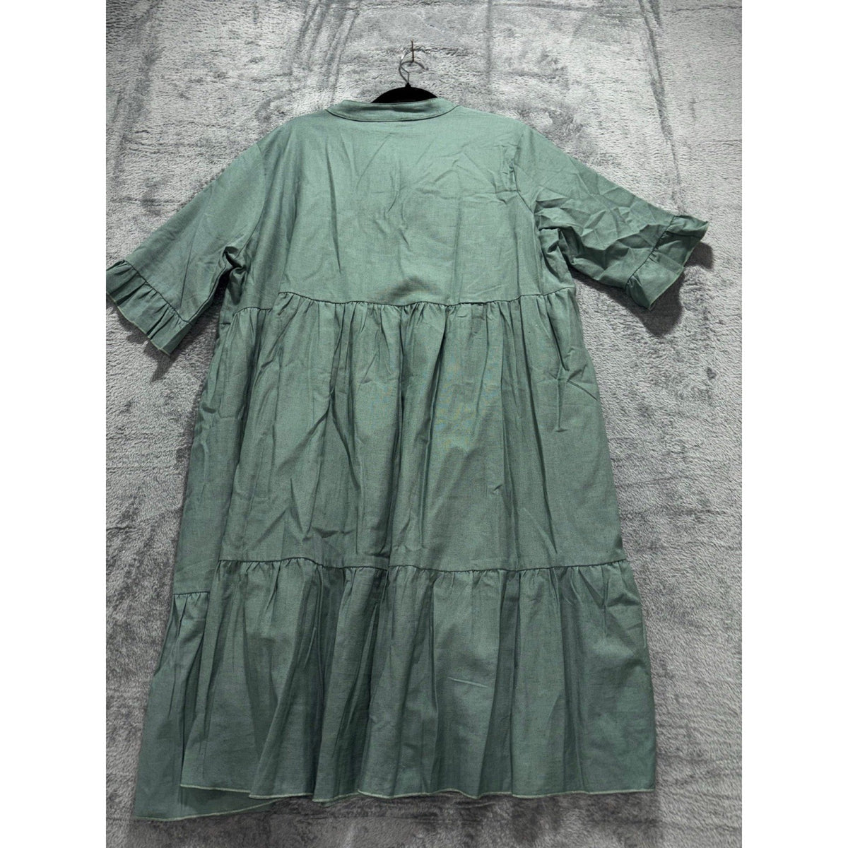 Kaktus Studio XL Green Tiered Tassel Dress Womens Boho Casual Cottagecore Cotton