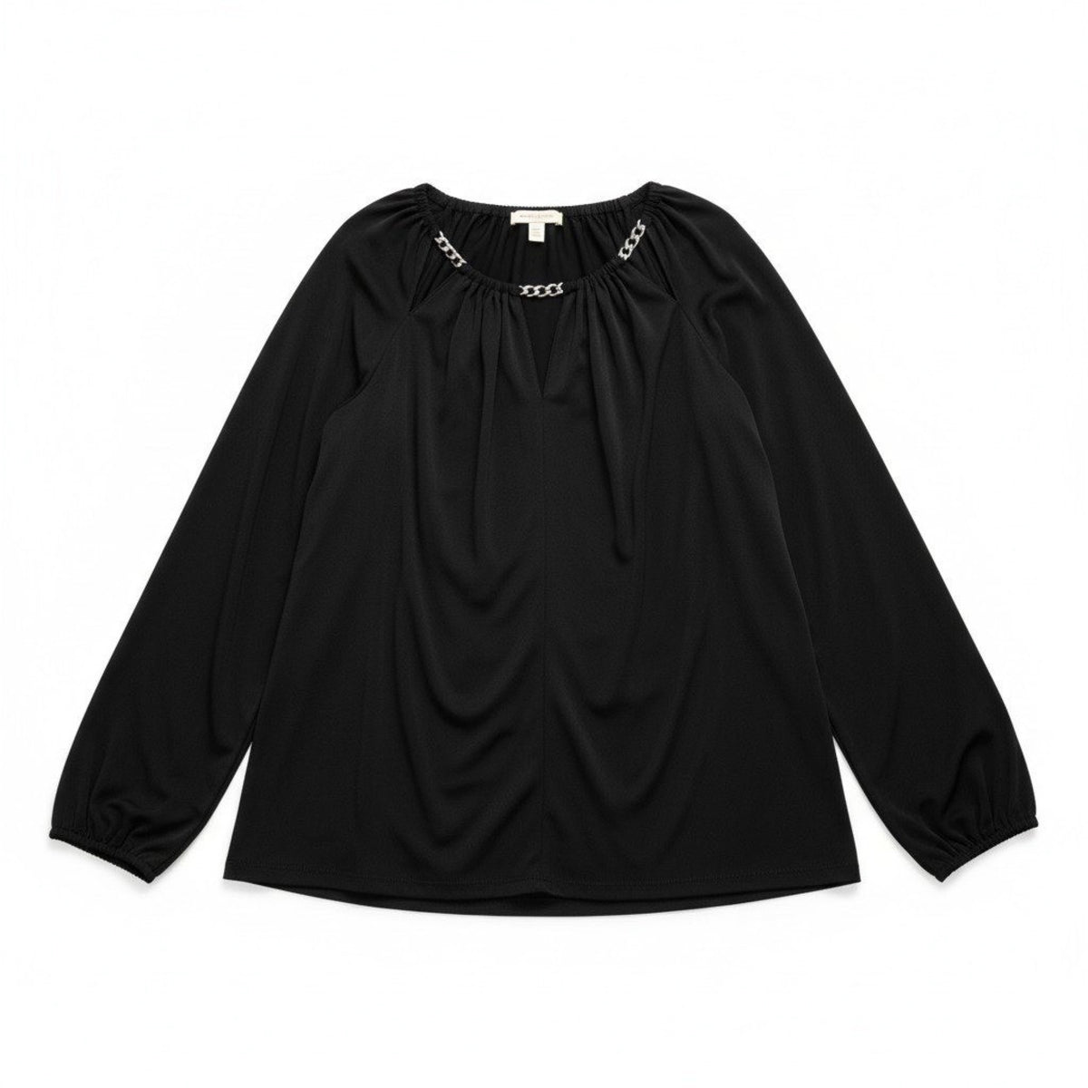 Michael Michael Kors XL Black Womens Long Sleeve Chain Neck Top Casual