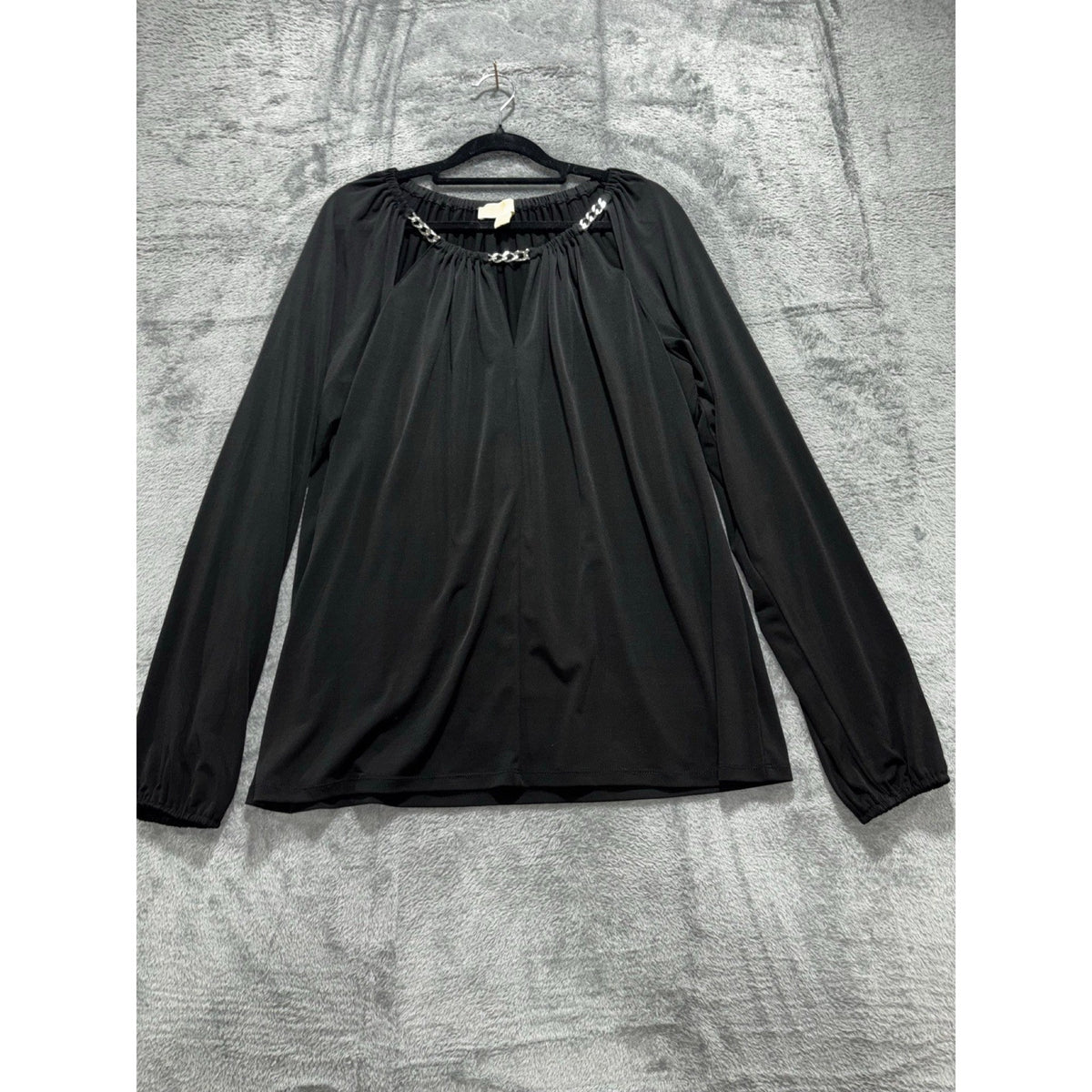 Michael Michael Kors XL Black Womens Long Sleeve Chain Neck Top Casual