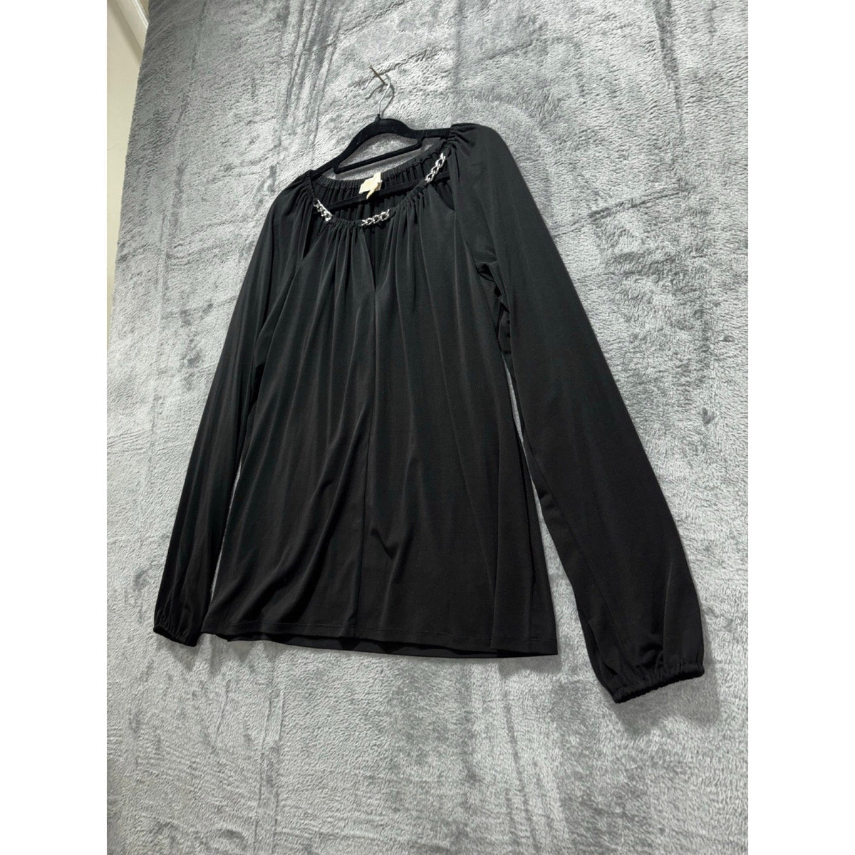 Michael Michael Kors XL Black Womens Long Sleeve Chain Neck Top Casual