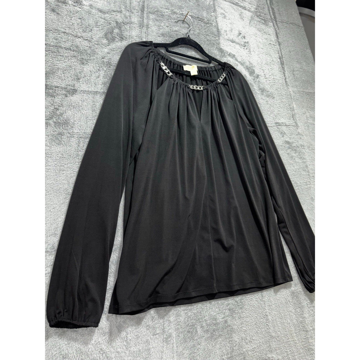 Michael Michael Kors XL Black Womens Long Sleeve Chain Neck Top Casual