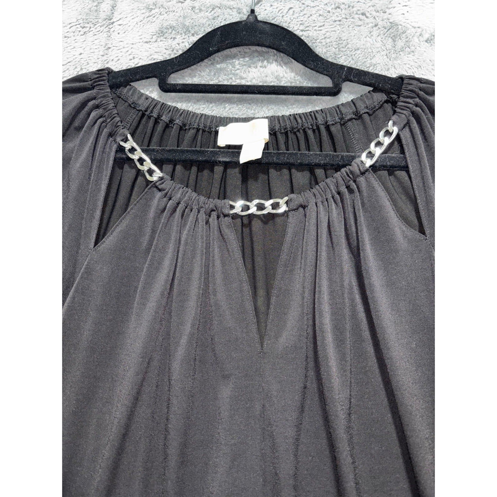 Michael Michael Kors XL Black Womens Long Sleeve Chain Neck Top Casual