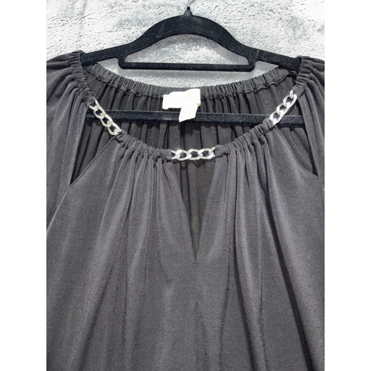 Michael Michael Kors XL Black Womens Long Sleeve Chain Neck Top Casual