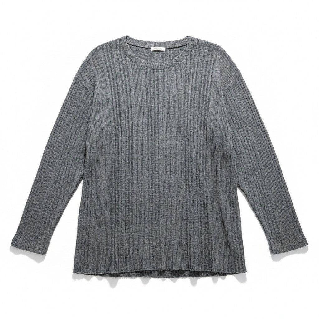 XIEERDUO Womens XL Gray Ribbed Long Sleeve Sweater Top Casual Minimalist