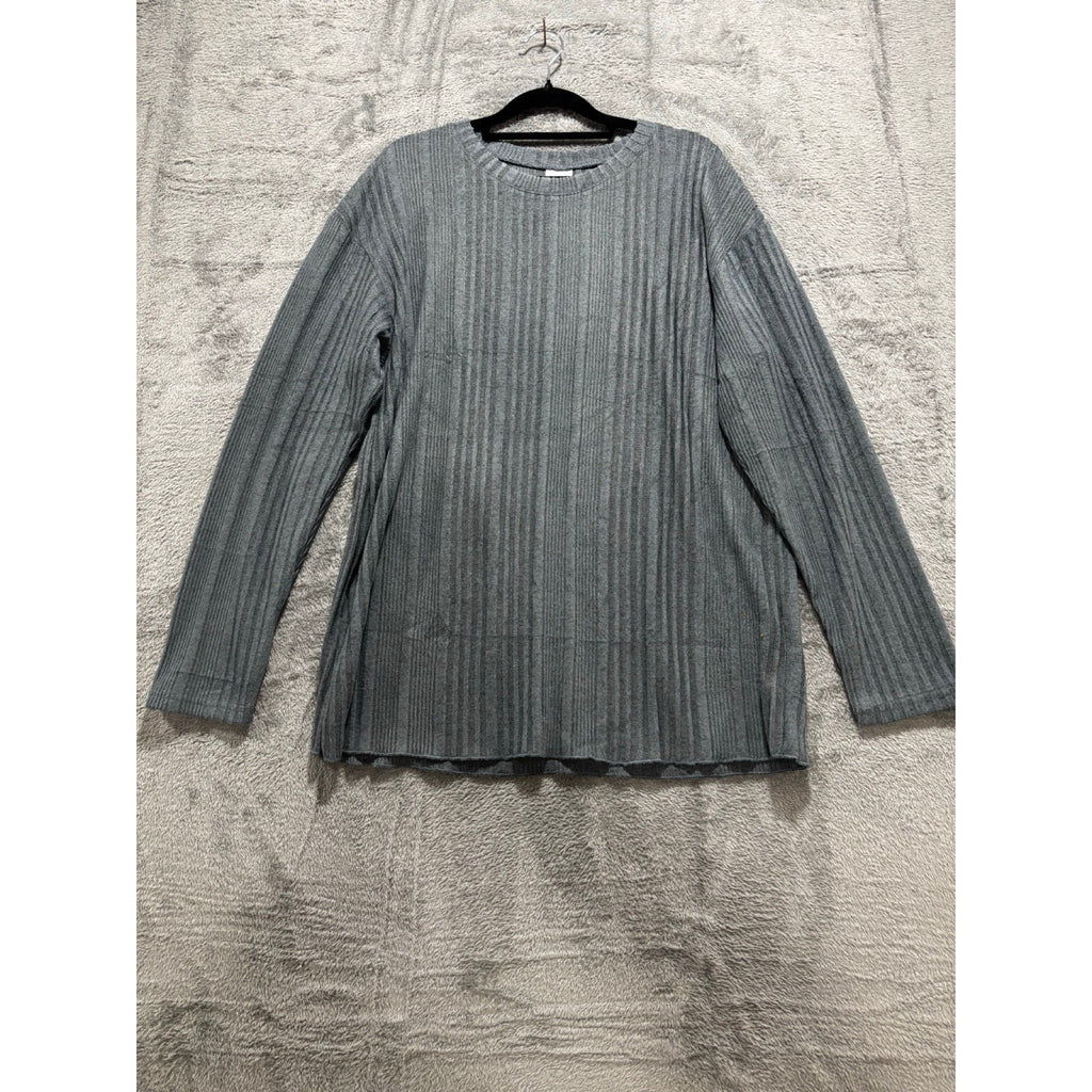XIEERDUO Womens XL Gray Ribbed Long Sleeve Sweater Top Casual Minimalist