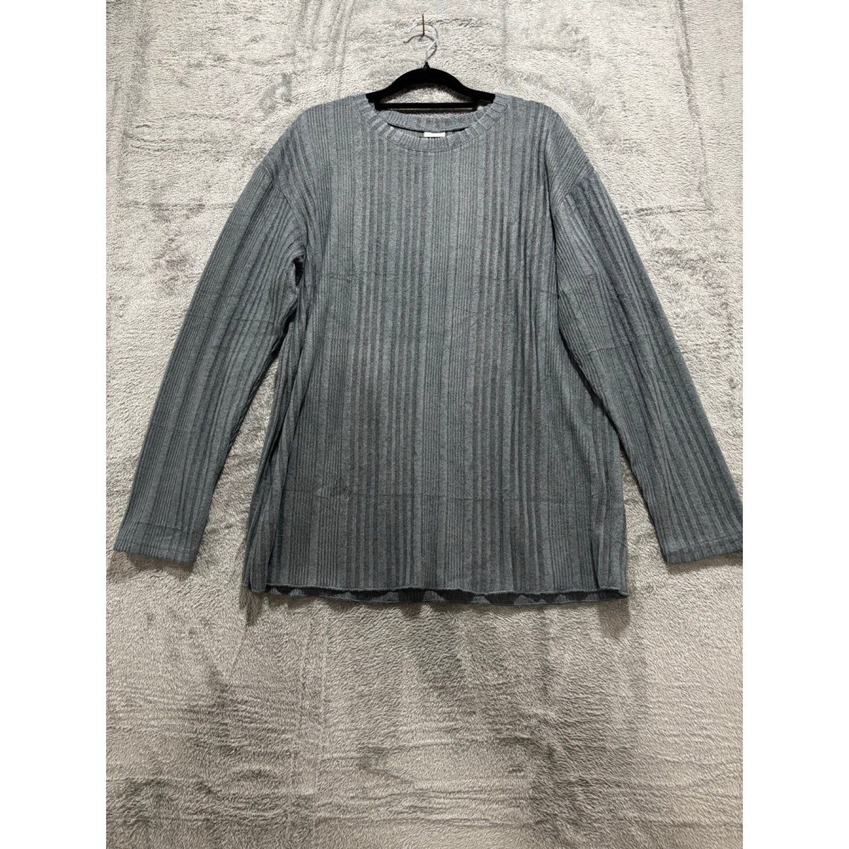 XIEERDUO Womens XL Gray Ribbed Long Sleeve Sweater Top Casual Minimalist