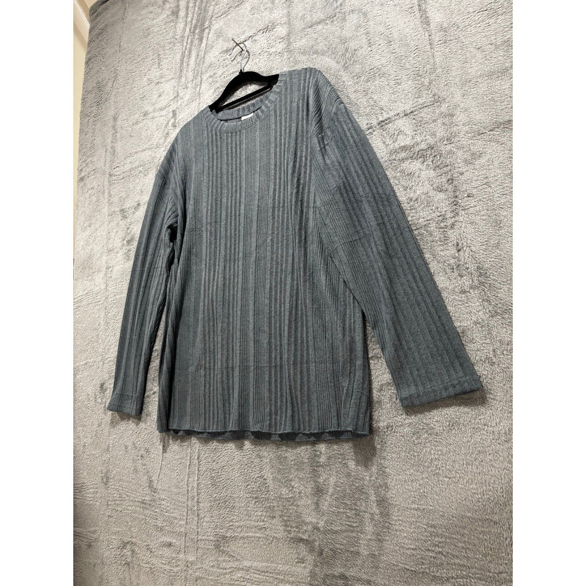 XIEERDUO Womens XL Gray Ribbed Long Sleeve Sweater Top Casual Minimalist