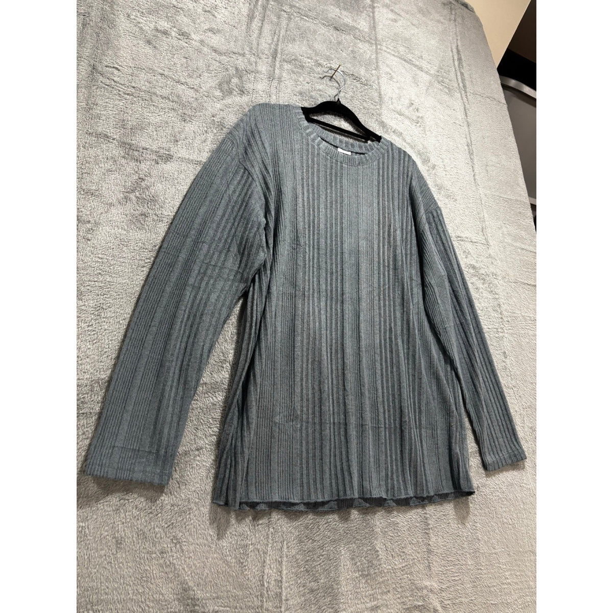 XIEERDUO Womens XL Gray Ribbed Long Sleeve Sweater Top Casual Minimalist