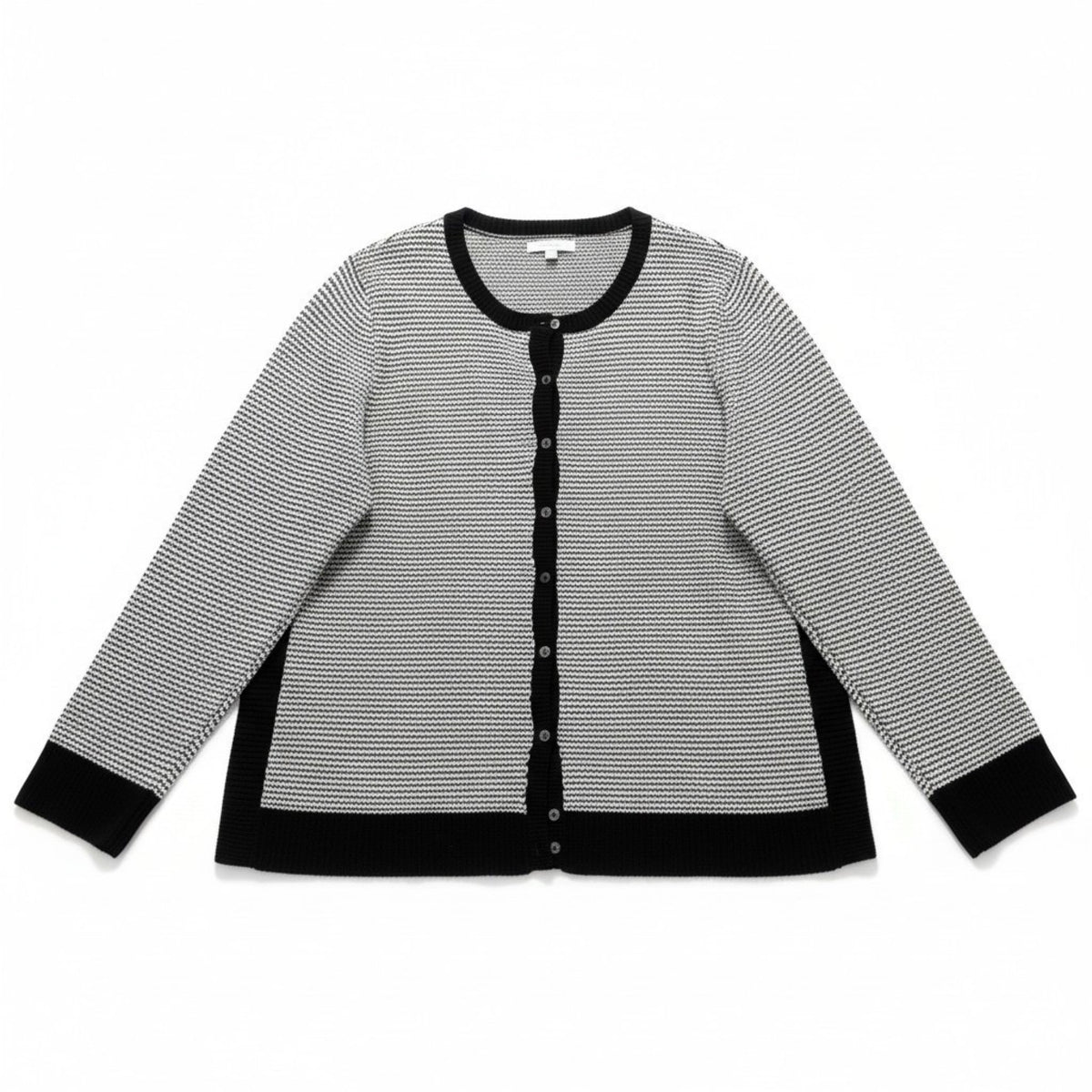 Croft & Barrow XL Black White Striped Cardigan Sweater Womens Casual Preppy Boho