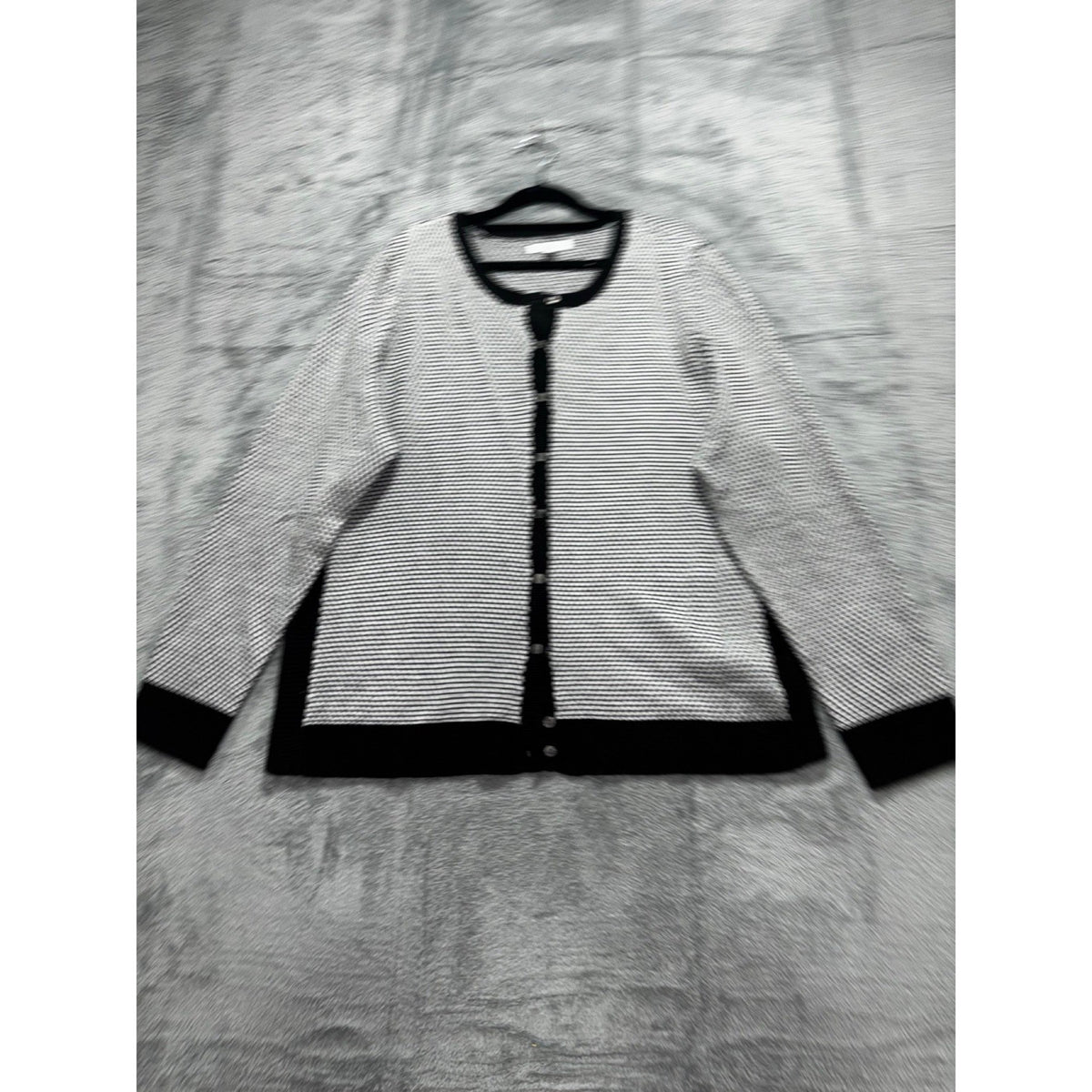 Croft & Barrow XL Black White Striped Cardigan Sweater Womens Casual Preppy Boho