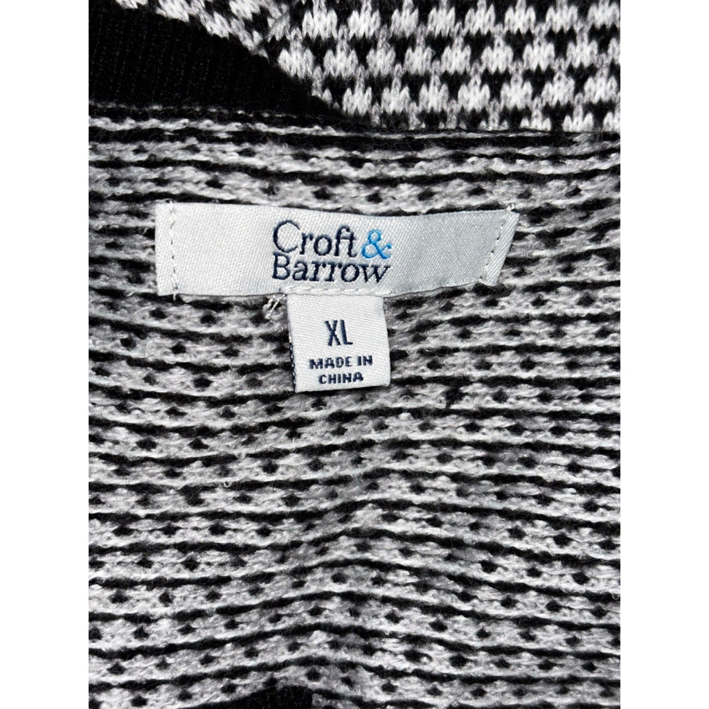 Croft & Barrow XL Black White Striped Cardigan Sweater Womens Casual Preppy Boho