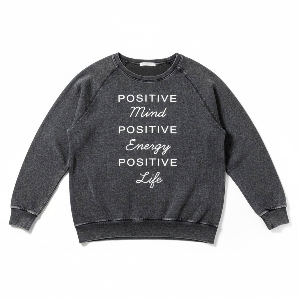 Miken Flow Womens L Gray Positive Mind Energy Life Graphic Sweatshirt Casual