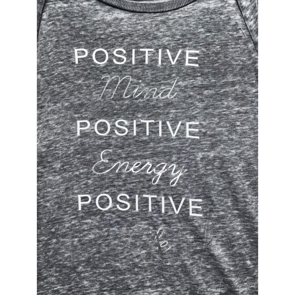 Miken Flow Womens L Gray Positive Mind Energy Life Graphic Sweatshirt Casual