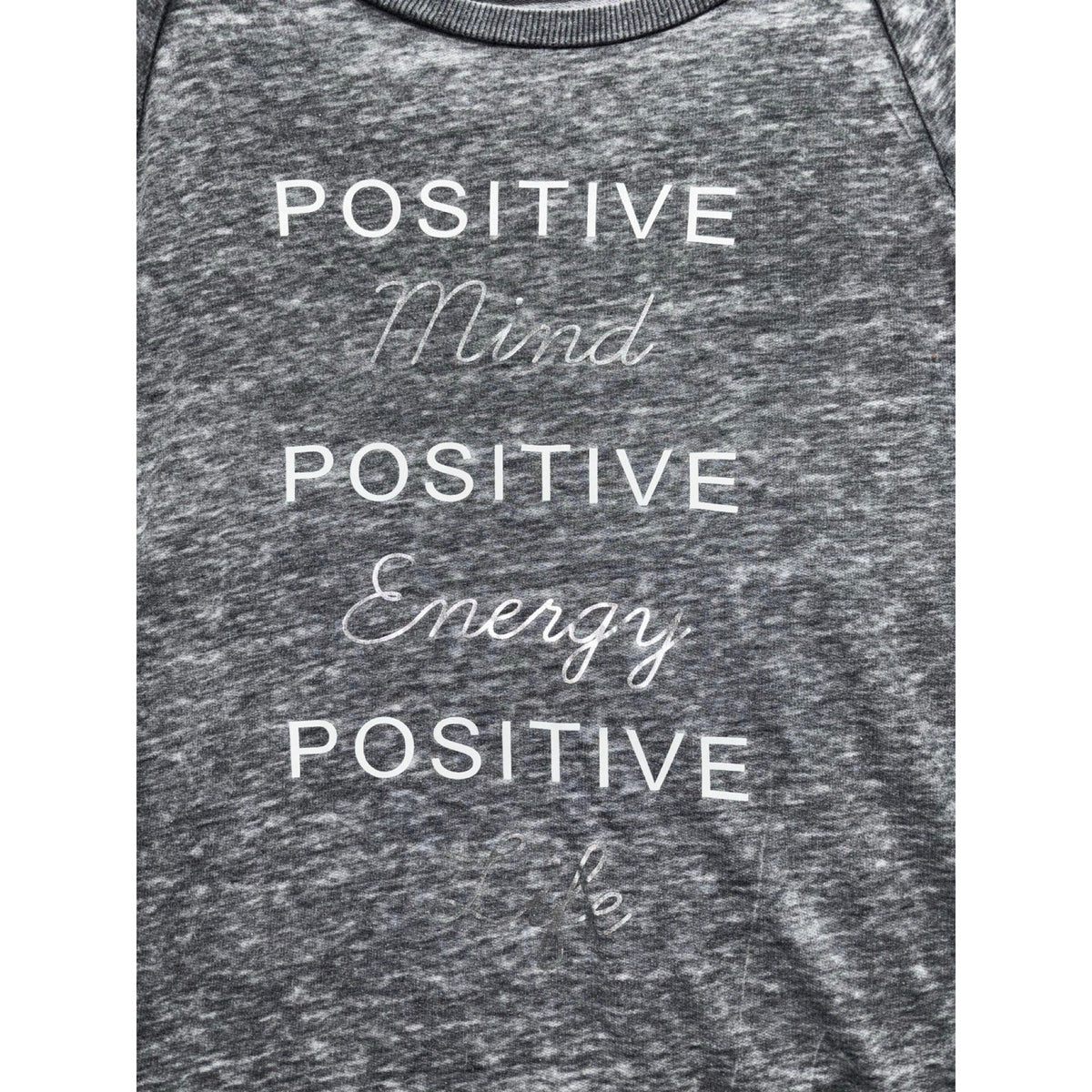 Miken Flow Womens L Gray Positive Mind Energy Life Graphic Sweatshirt Casual