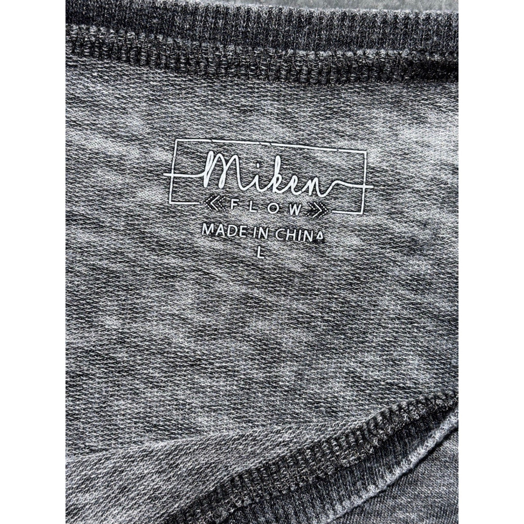 Miken Flow Womens L Gray Positive Mind Energy Life Graphic Sweatshirt Casual