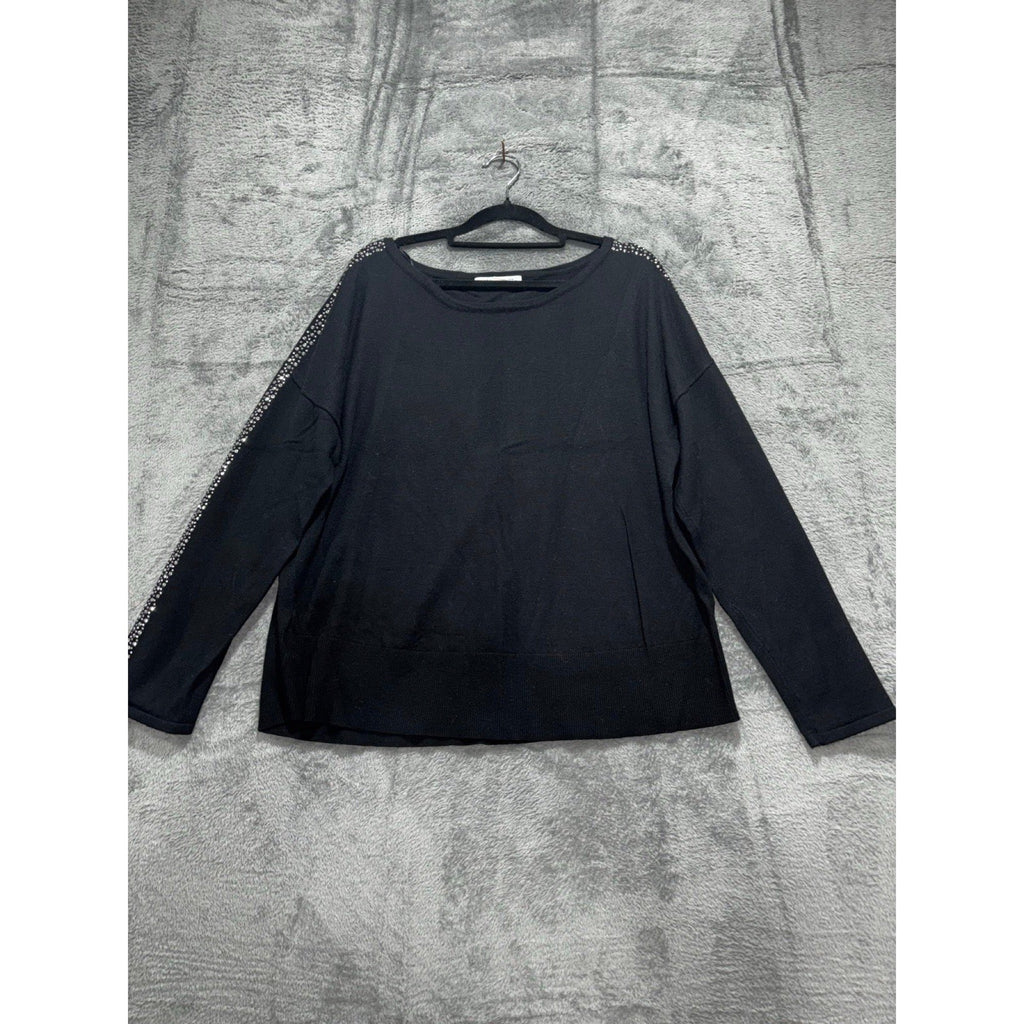 99 Jane Street XL Black Womens Embellished Pullover Sweater Casual Cozy