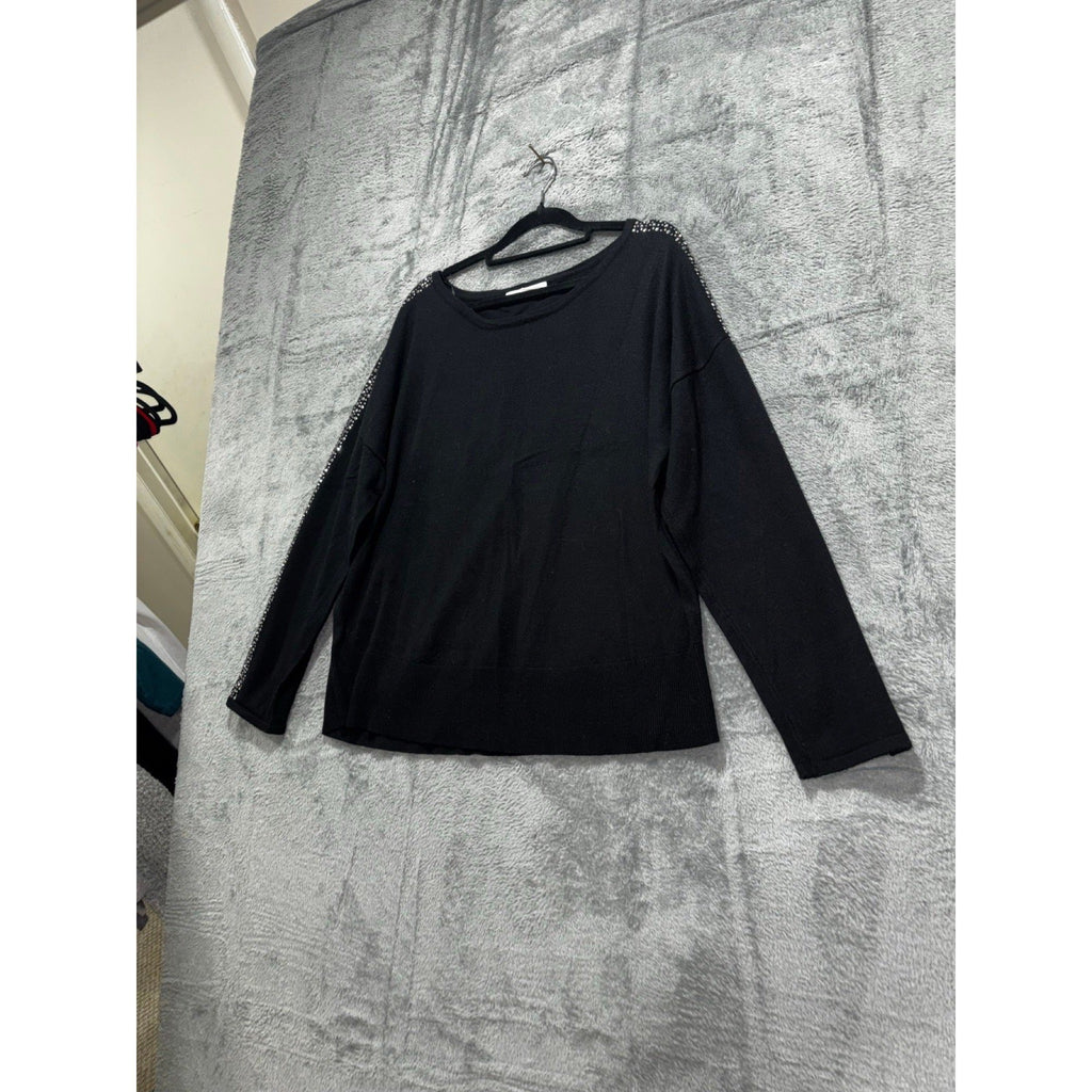 99 Jane Street XL Black Womens Embellished Pullover Sweater Casual Cozy