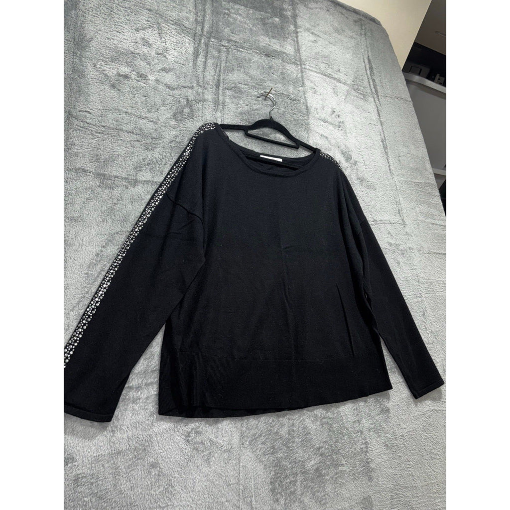 99 Jane Street XL Black Womens Embellished Pullover Sweater Casual Cozy