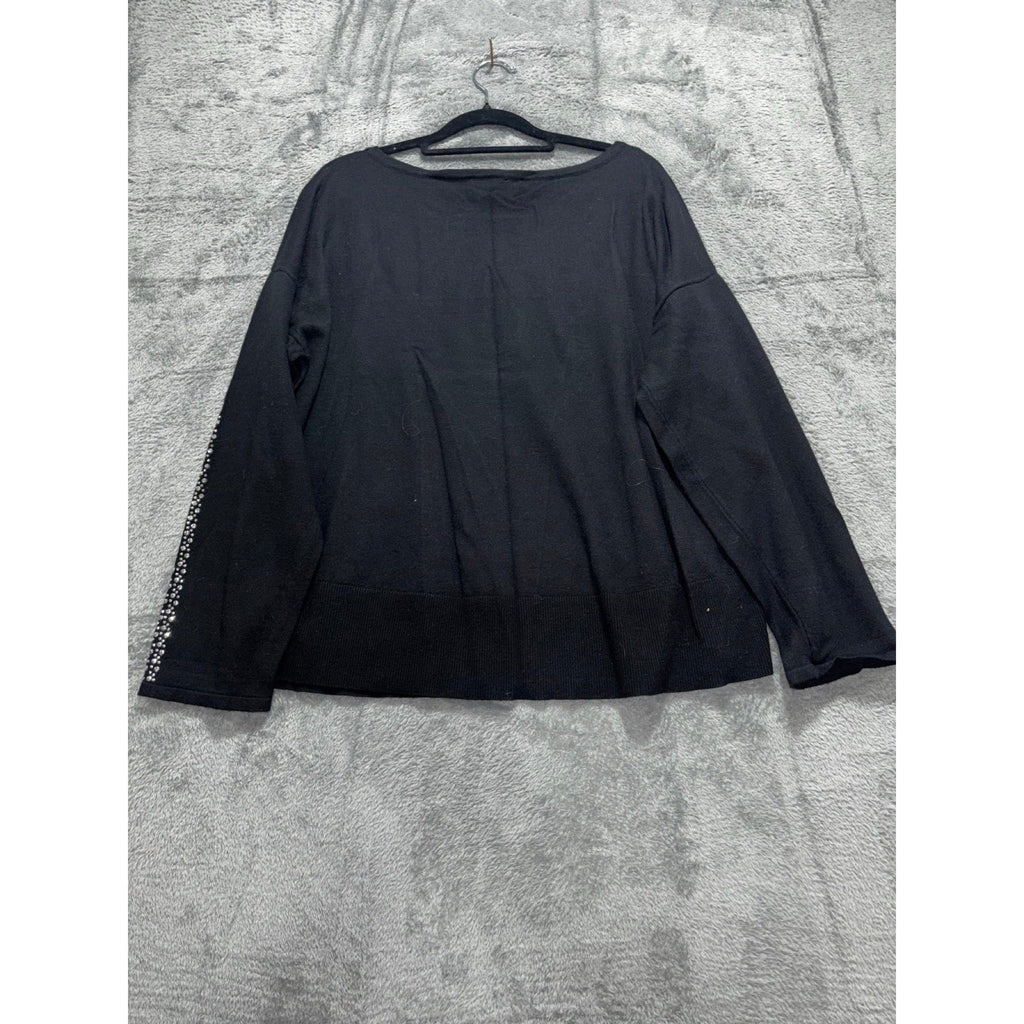 99 Jane Street XL Black Womens Embellished Pullover Sweater Casual Cozy