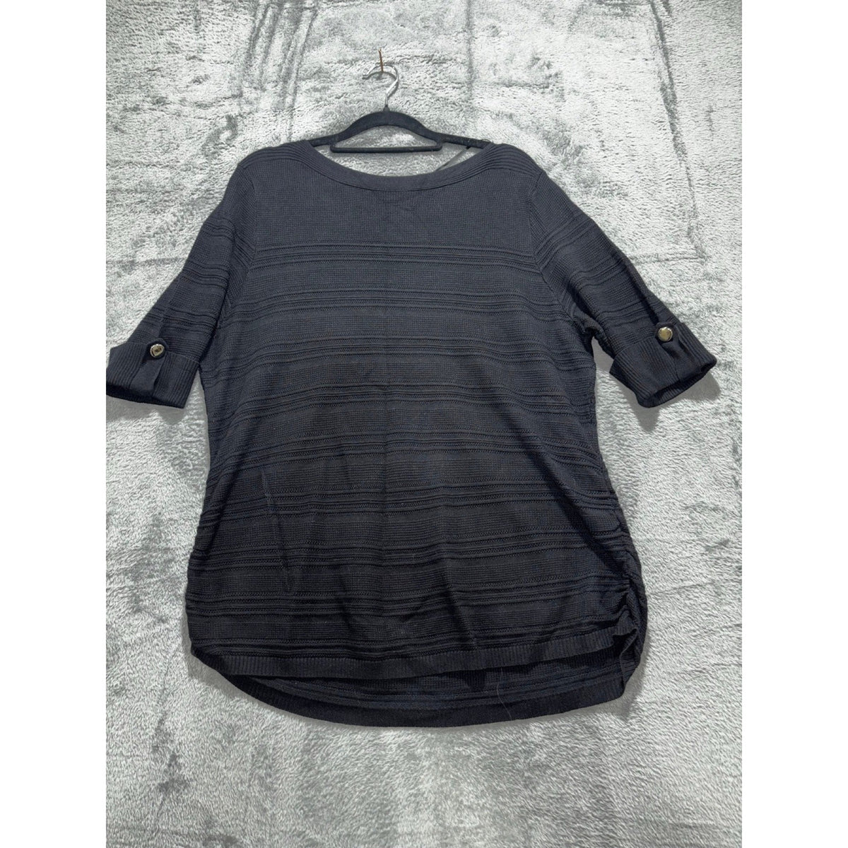 APT.9 XXL Black Textured Short Sleeve Blouse Womens Casual Coastal Top