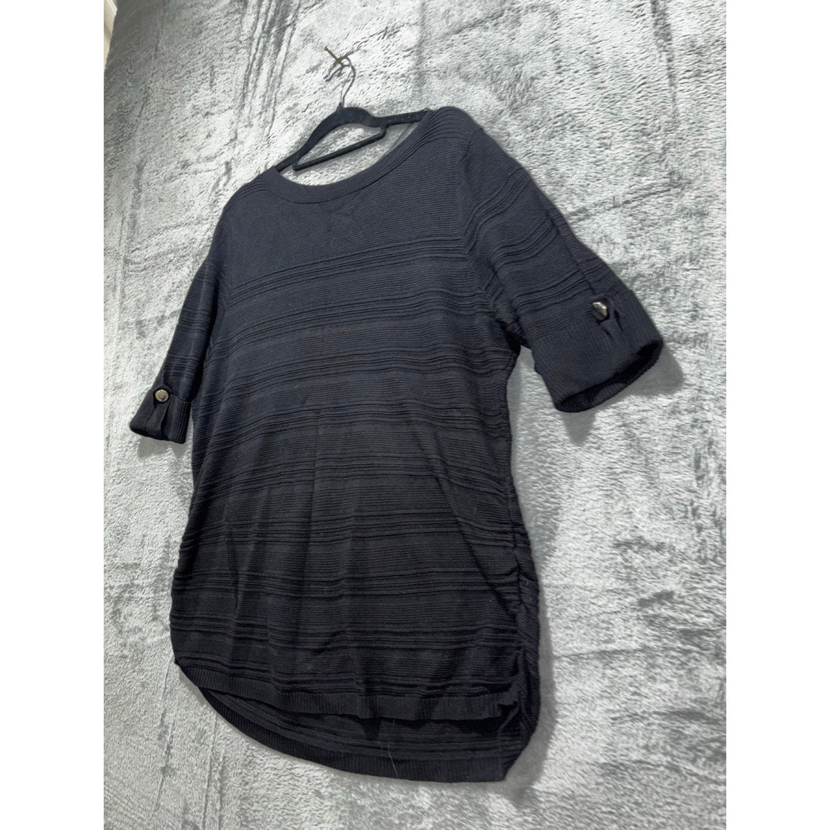 APT.9 XXL Black Textured Short Sleeve Blouse Womens Casual Coastal Top