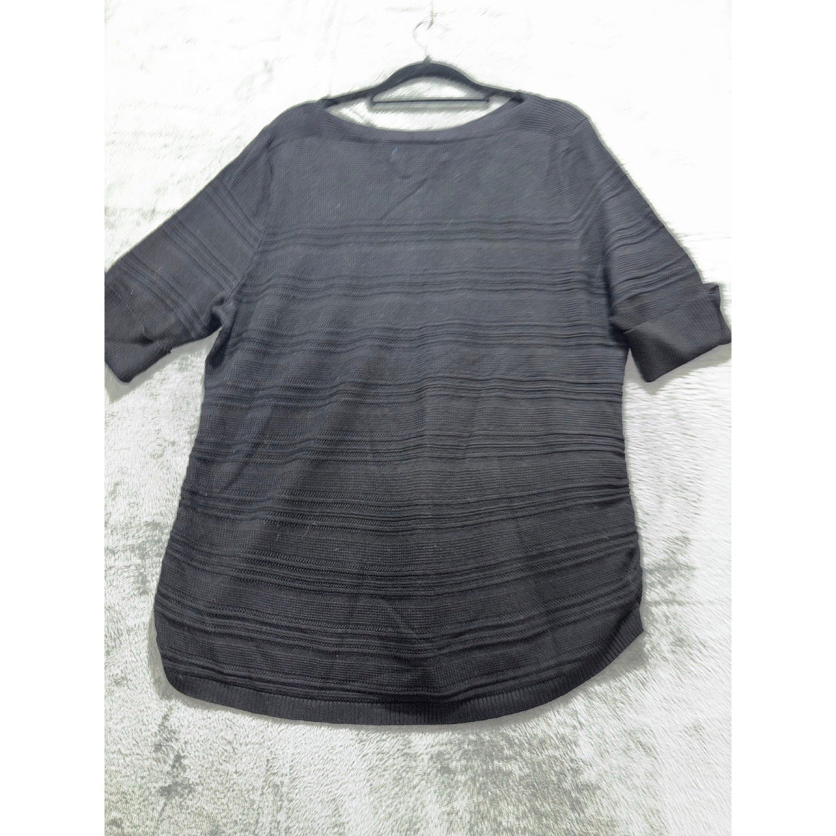 APT.9 XXL Black Textured Short Sleeve Blouse Womens Casual Coastal Top