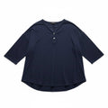 Project Womens L Navy 3/4 Sleeve Henley Tunic Top Casual Boho