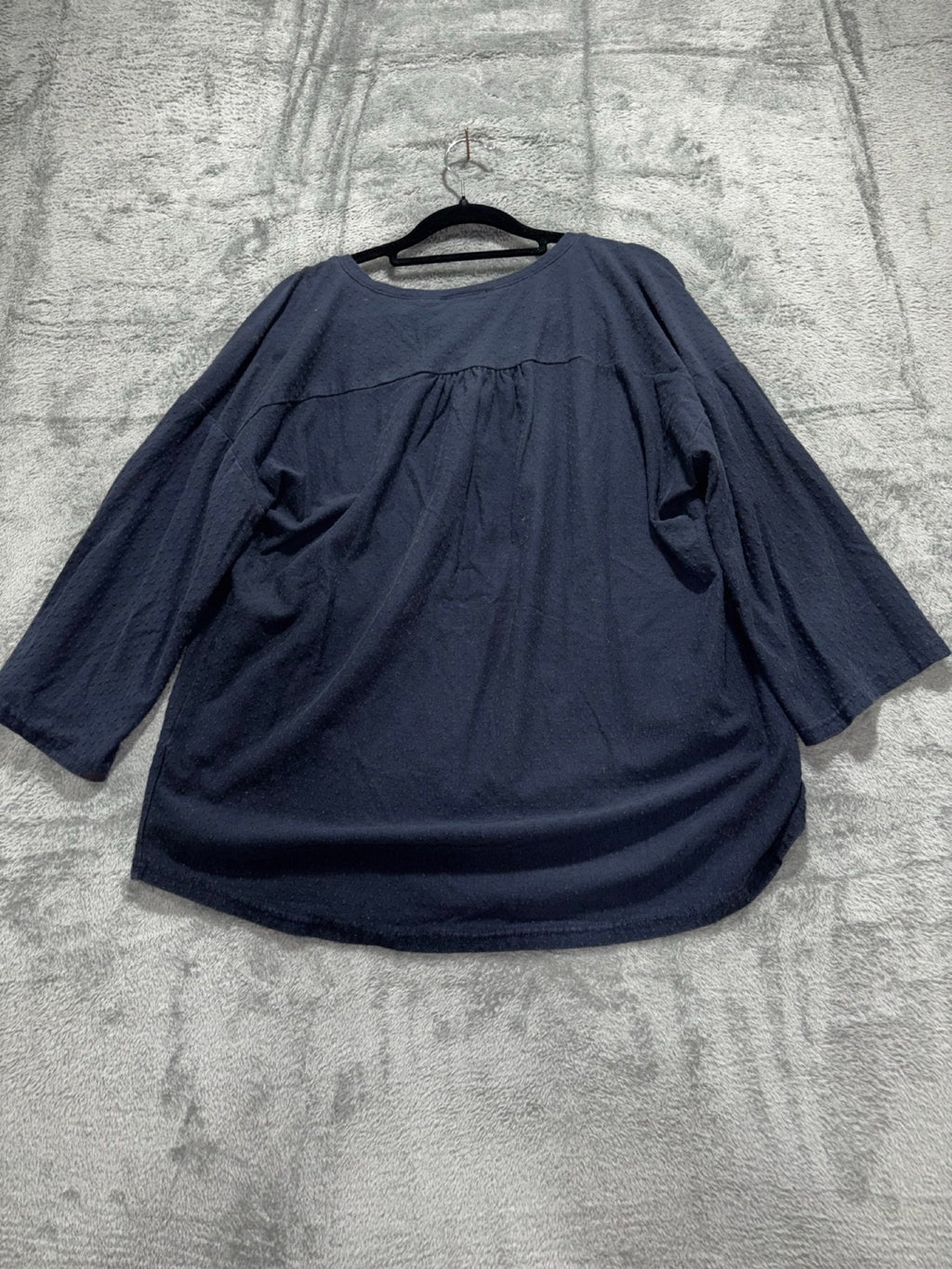 Project Womens L Navy 3/4 Sleeve Henley Tunic Top Casual Boho