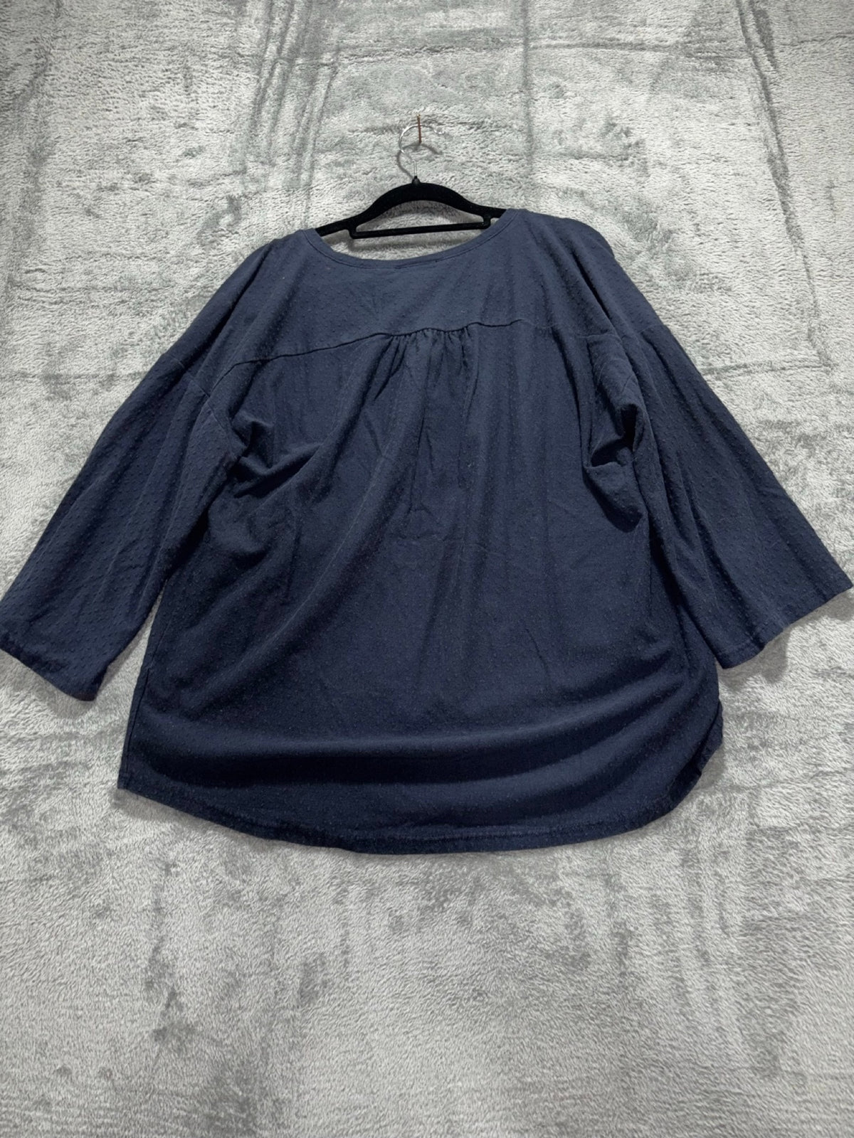 Project Womens L Navy 3/4 Sleeve Henley Tunic Top Casual Boho