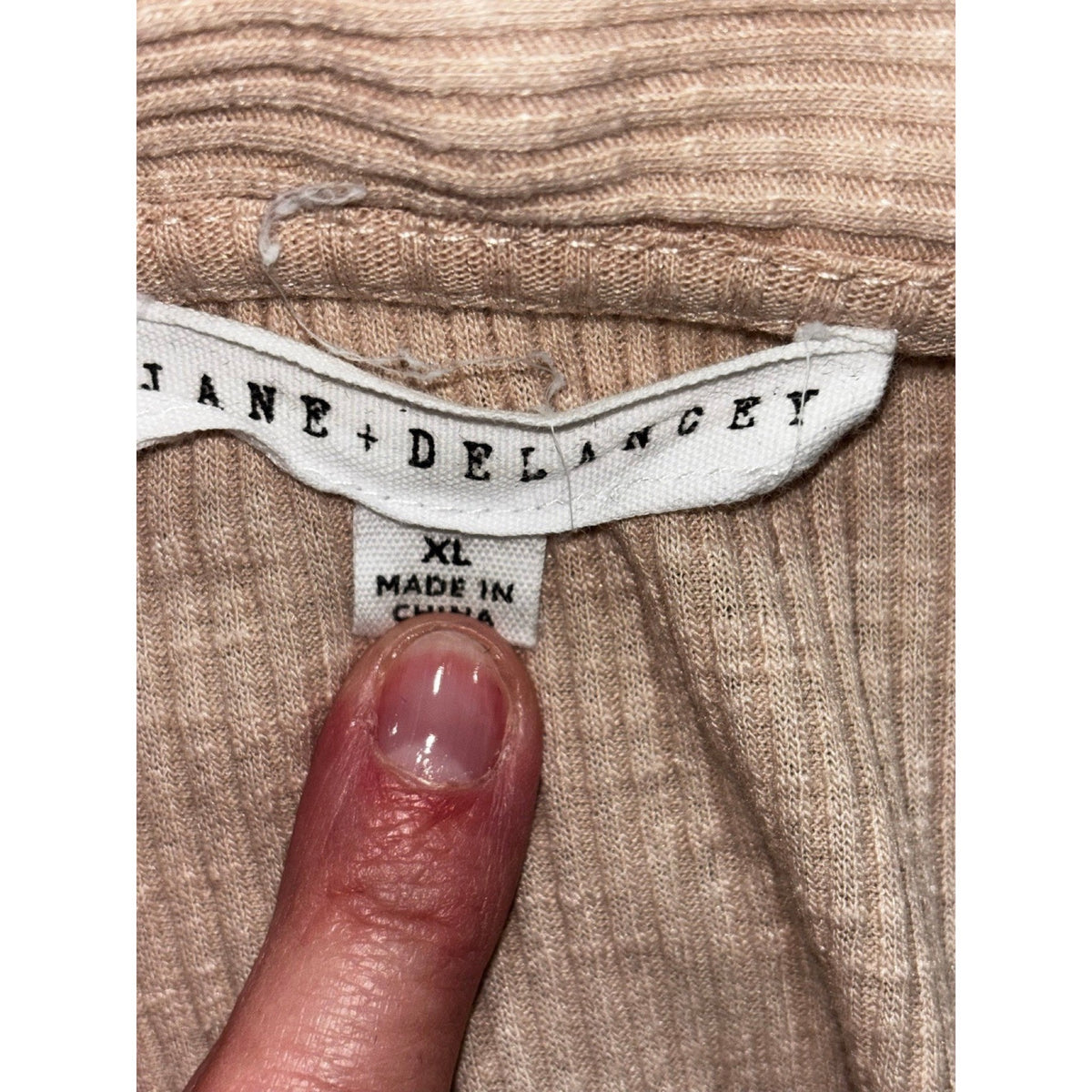 Jane + Delancey XL Beige Ribbed Henley Polo Top Womens Casual Cozy Short Sleeve