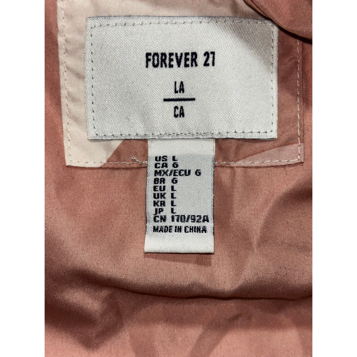 Forever 21 L Pink Tan Camo Windbreaker Jacket Womens Casual Athleisure Hooded