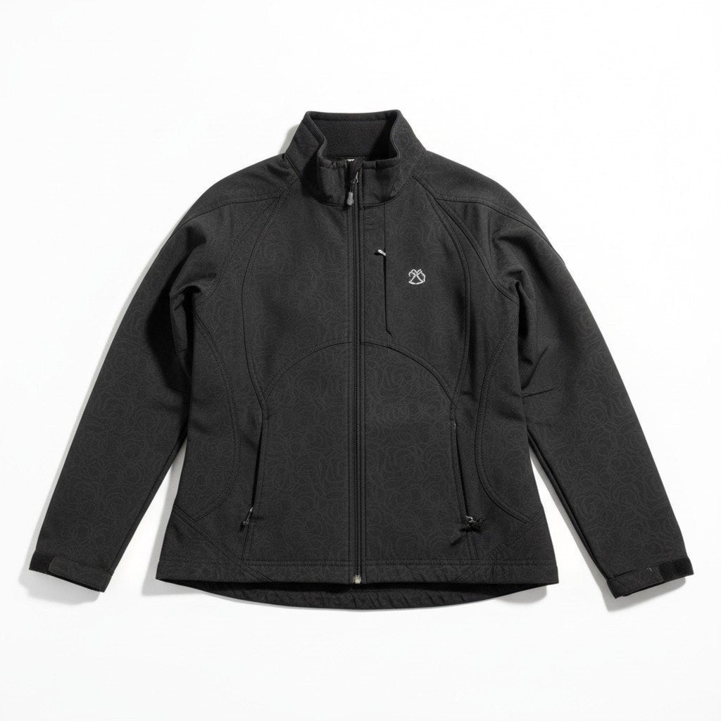 Double Diamond Womens L Black Softshell Jacket Full Zip Athletic Casual Outdoor