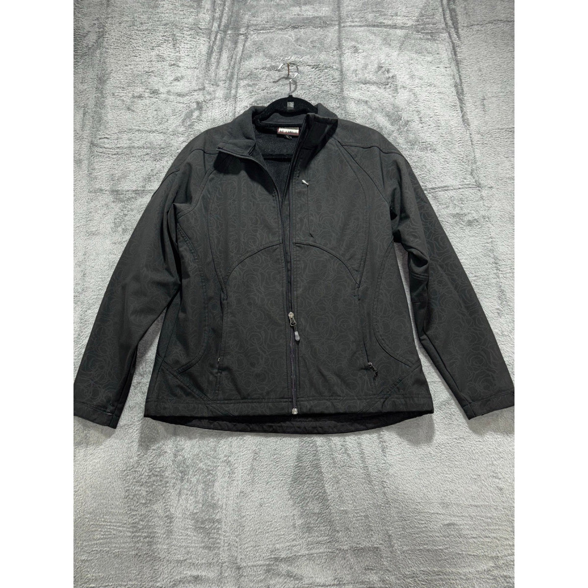 Double Diamond Womens L Black Softshell Jacket Full Zip Athletic Casual Outdoor