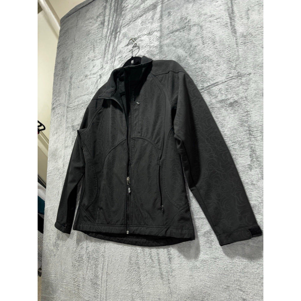 Double Diamond Womens L Black Softshell Jacket Full Zip Athletic Casual Outdoor