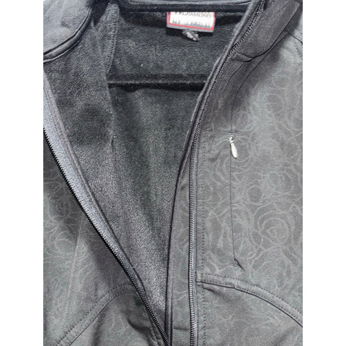 Double Diamond Womens L Black Softshell Jacket Full Zip Athletic Casual Outdoor