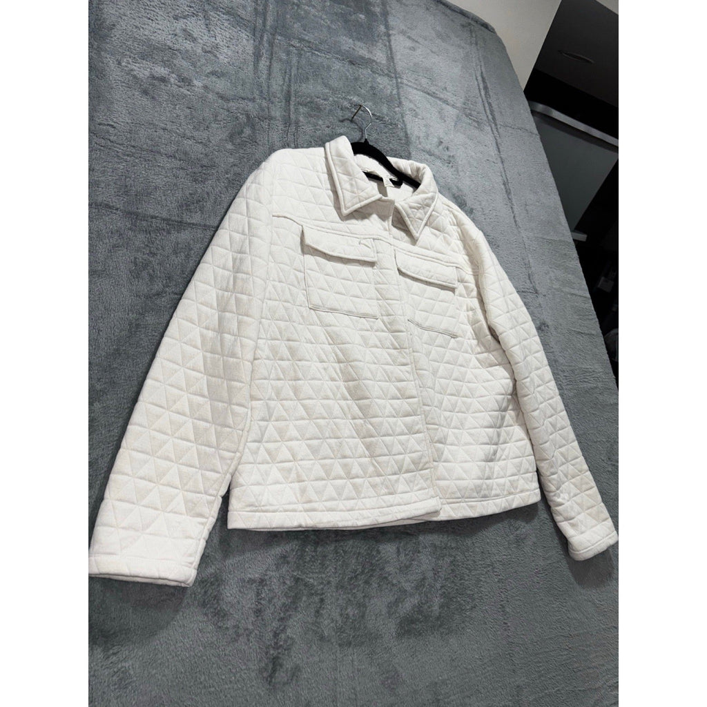 By Design XL Cream Quilted Shacket Jacket Womens Casual Cozy Boho