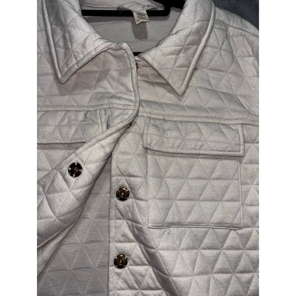 By Design XL Cream Quilted Shacket Jacket Womens Casual Cozy Boho