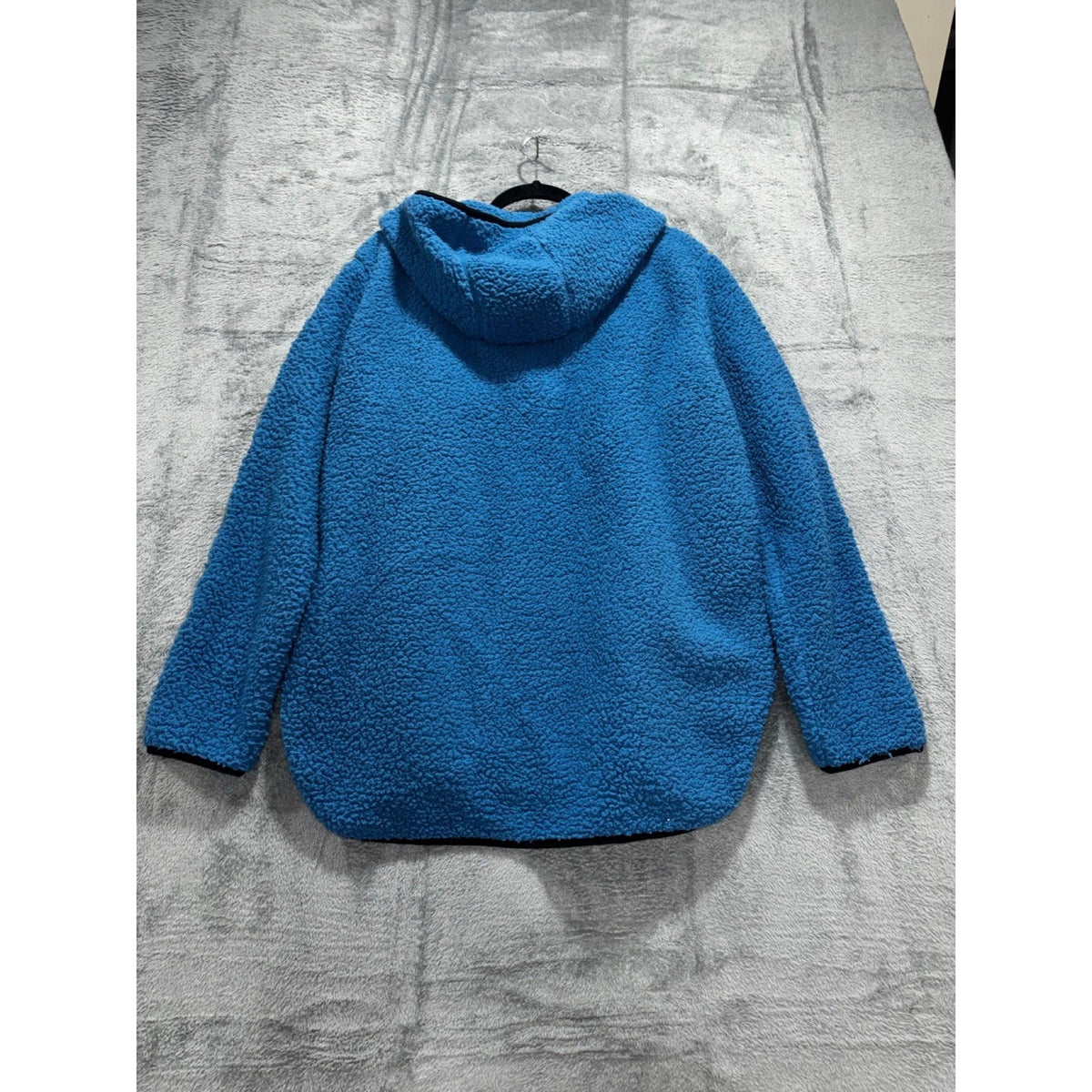 Tommy Hilfiger L Blue Sherpa Hoodie Womens Pullover Cozy Casual