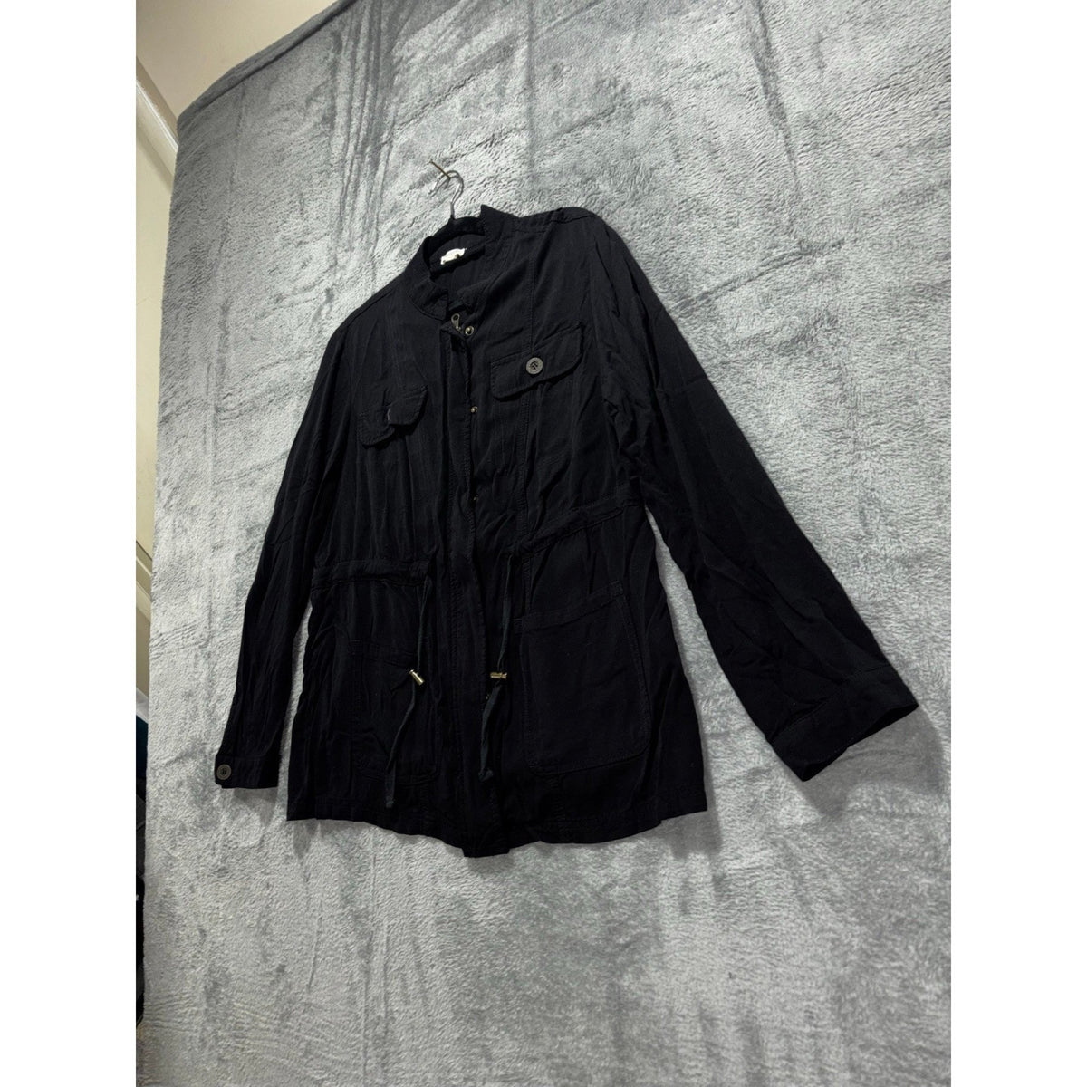 Westport L Black Utility Anorak Jacket Womens Casual Boho