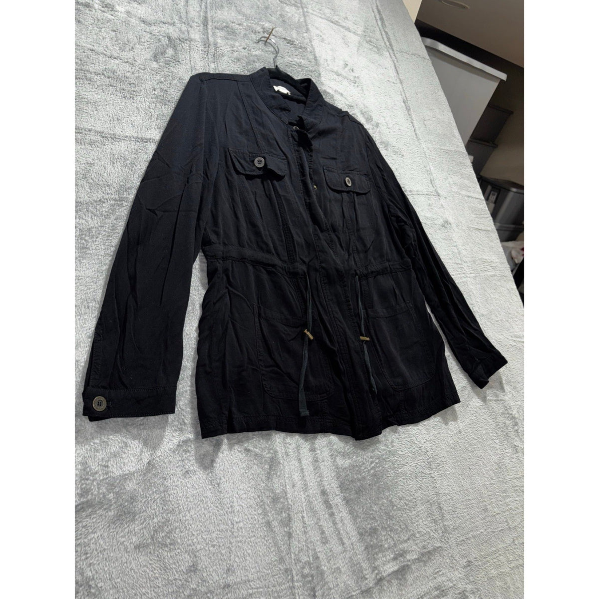 Westport L Black Utility Anorak Jacket Womens Casual Boho