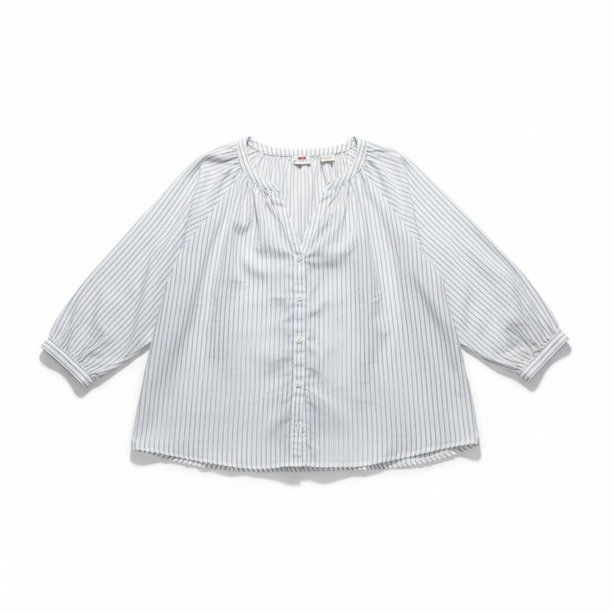 Levi's XL White Blue Striped Button Up Blouse Womens Boho Casual Top