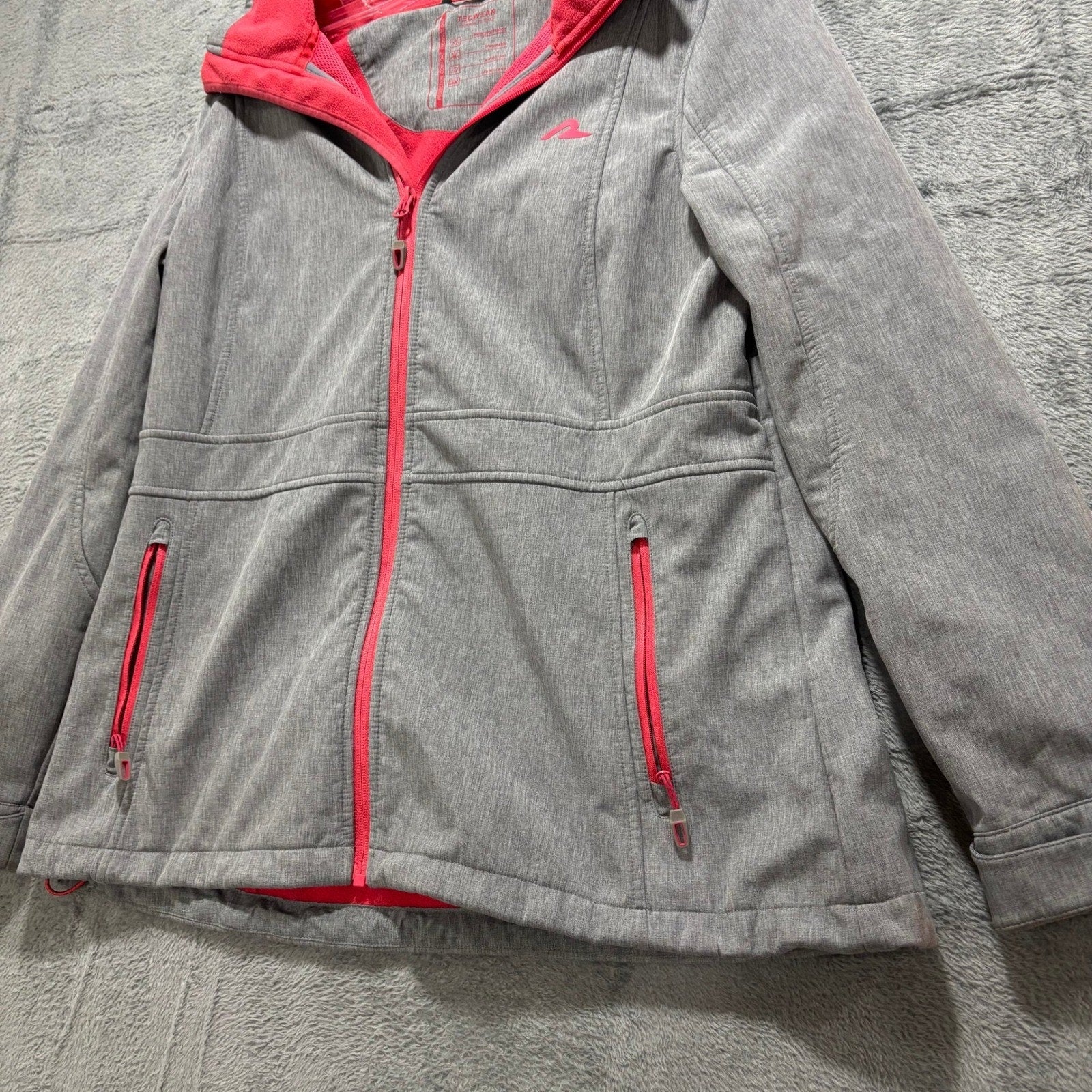 C&A Rodeo Womens M Gray Softshell Hooded Jacket Fleece Lined Zip Athleisure Coat
