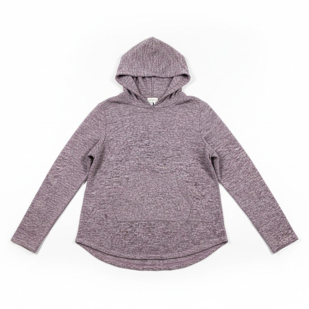 Free For All Womens XL Purple Heathered Hooded Pullover Top Casual Cozy